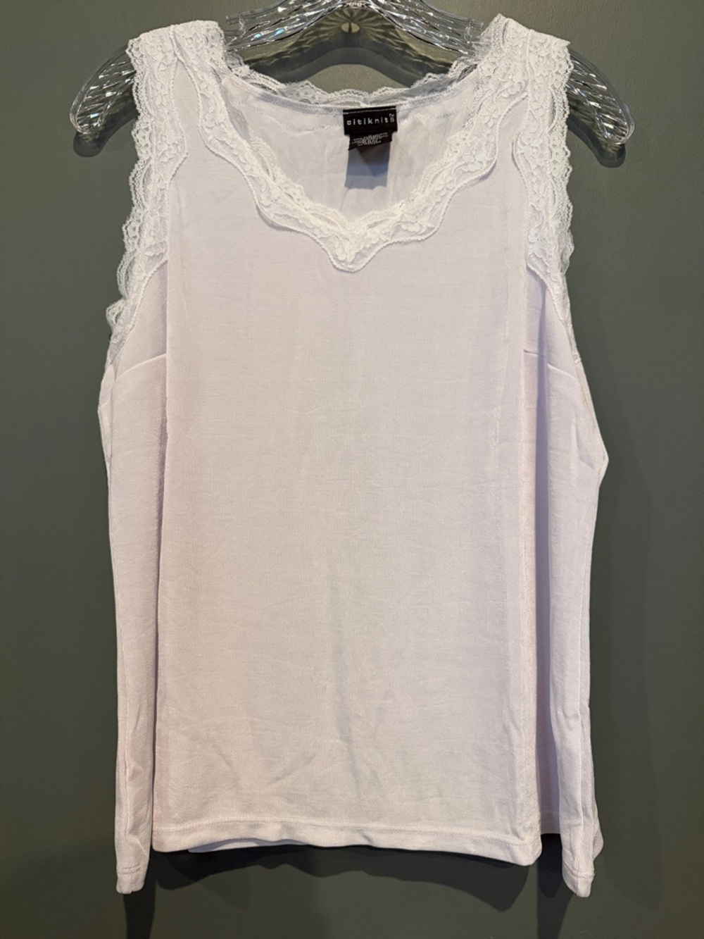 Citiknits Lace-Trim White Camisole Tank